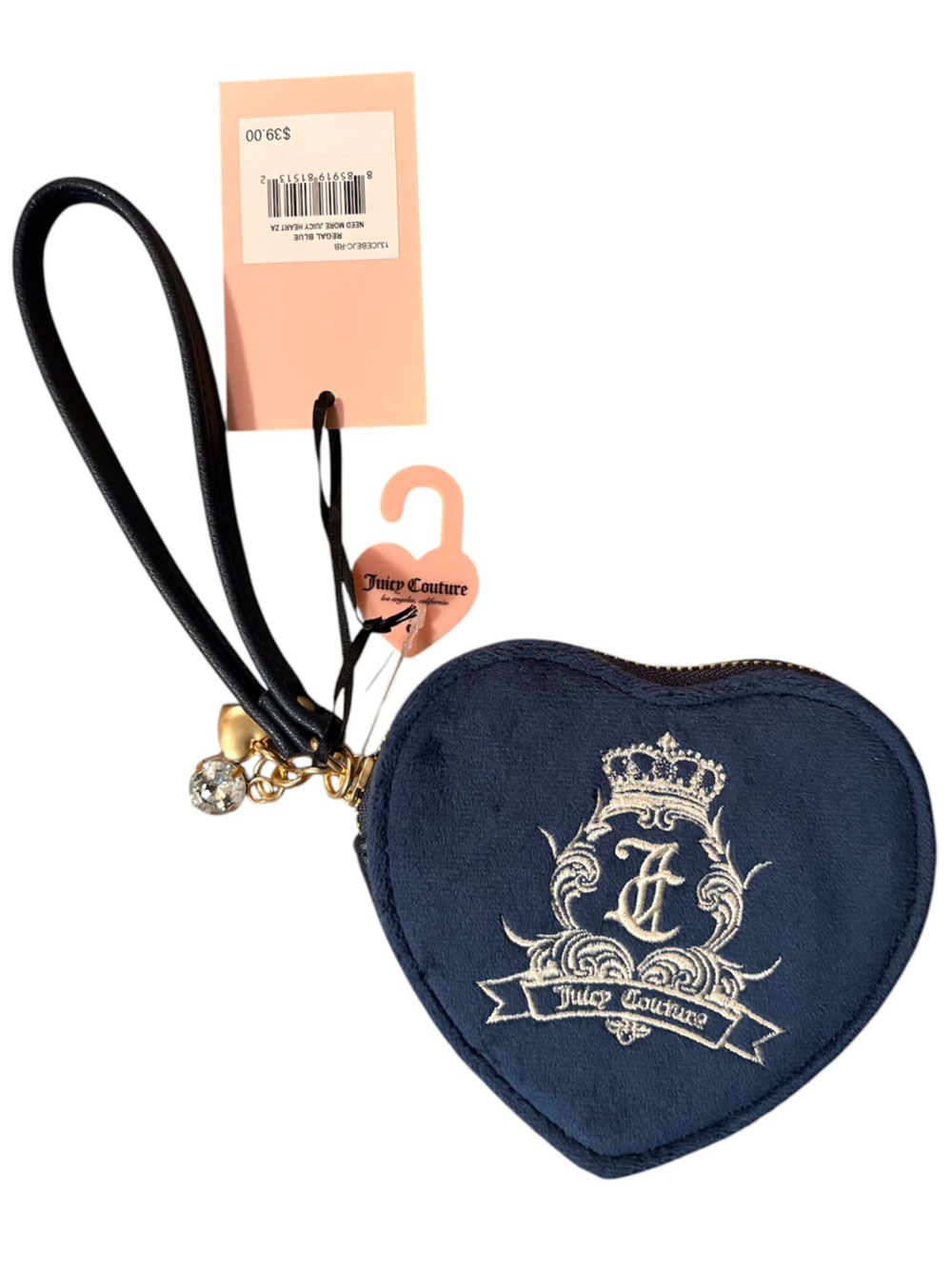 Juicy Couture Velour heart wristlet